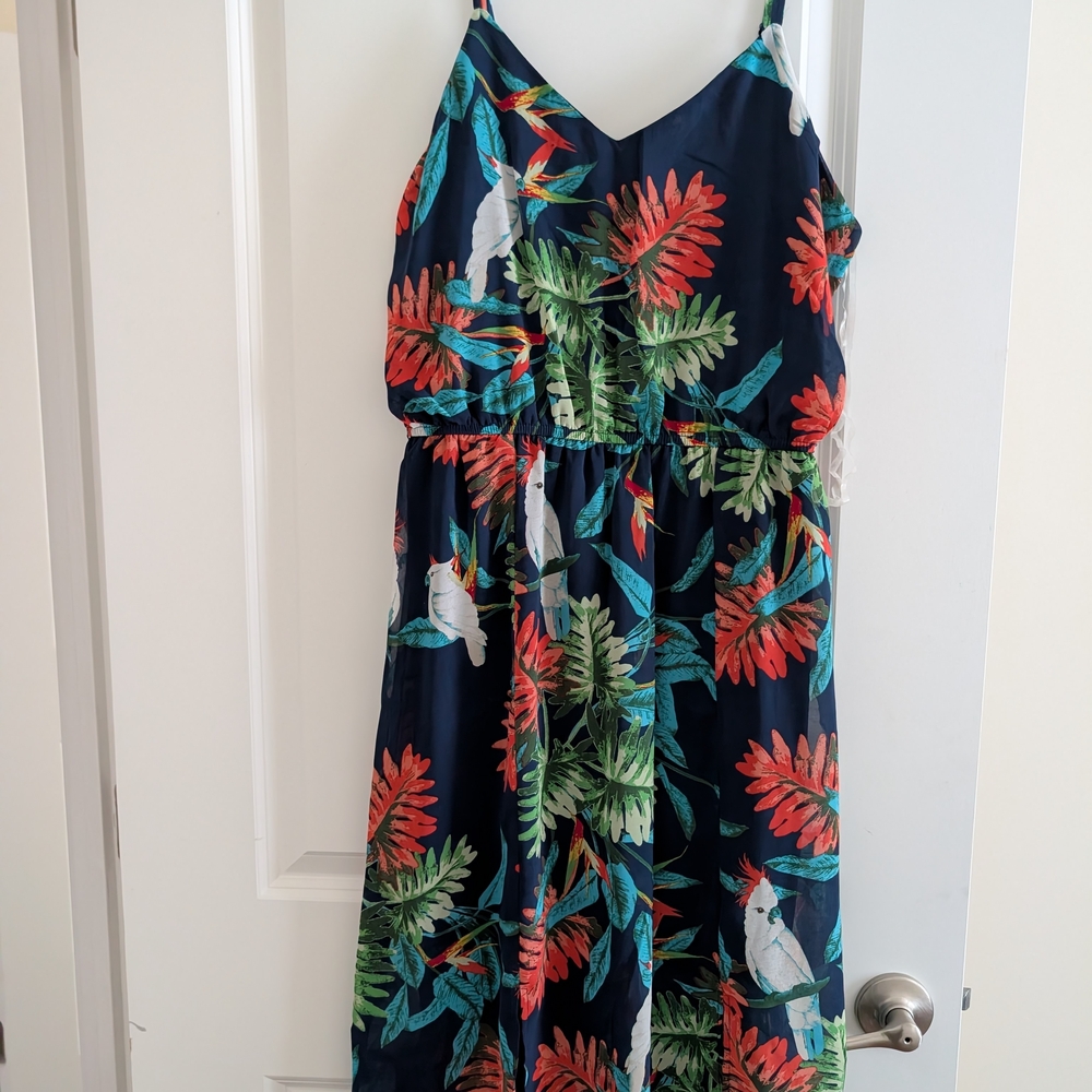 Charlotte Russe Navy Floral Midi Dress